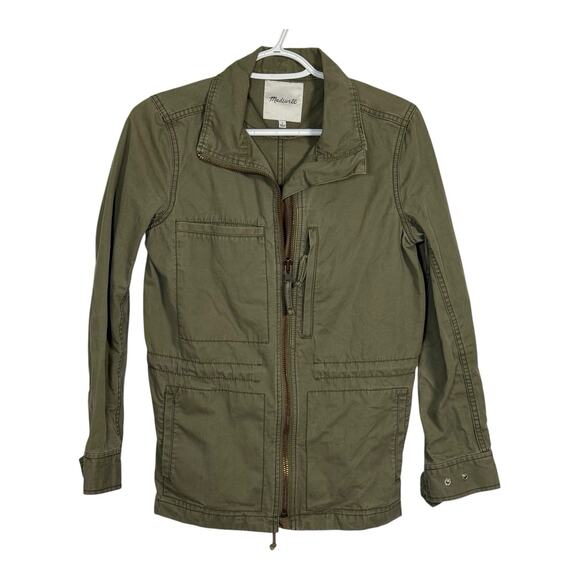 Madewell Fleet Jacket Women’s Green Military Field Zip Utility Cotton Pockets S - Picture 7 of 16